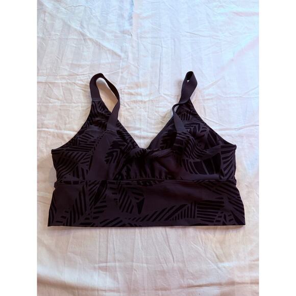 Aerie chill play move gray/black print long line sports bra size medium - Picture 3 of 5
